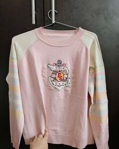 Pink Embroidered Sweater