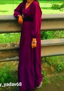 Purple Maxi Dress with Belt