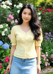 Butter Yellow Textured Crop Top