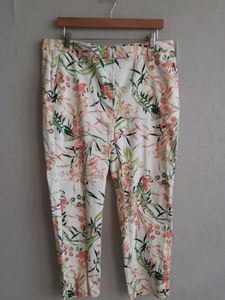 M&S Floral Printed White Pant For Women