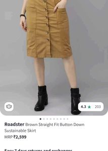 Roadster Brown Button Down Skirt