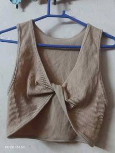 Ribbed Knot Front Crop Top
