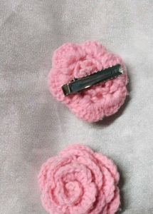Pink Flower Hair Clips