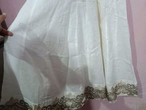 white anarkali suit with plazo