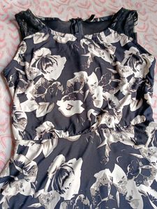 Beautiful B/W Floral Dress, Size - Medium