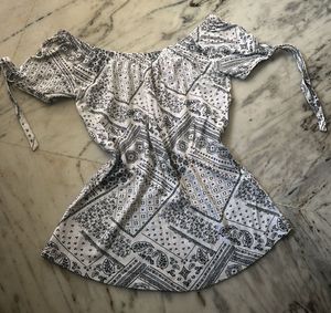 black and white wide neck top