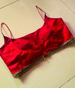 Spaghetti Padded Red Dropping Lace Blouse