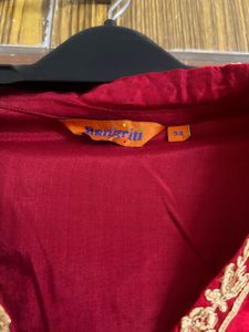 Red Embroidered Kurta Set