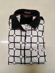 White Checked Black Shirt