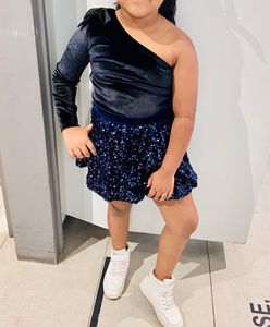 New Party wear sequence work all over kids skirt