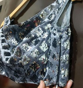 Grey Party Wear Saree With Blouse 34 Bust