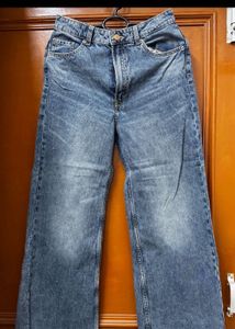 H&amp;M Wide Leg High Waist Denim Jeans