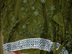 Olive Green Embellished Lehenga Set