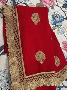 Red Embroidered Dupatta