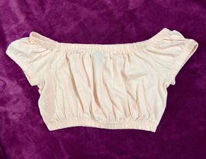 FOREVER 21 Peach Off Shoulder Crop Top