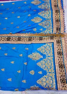 Embroidery Saaree Blue With Two Sequence Blouse