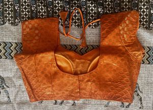 Orange Brocade Blouse