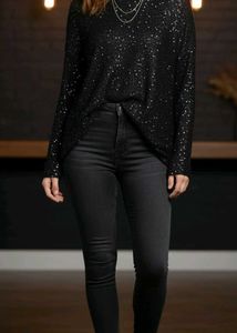 Sparkly Black Sweater Top (⁠◕⁠ᴗ⁠◕⁠✿⁠) ✨