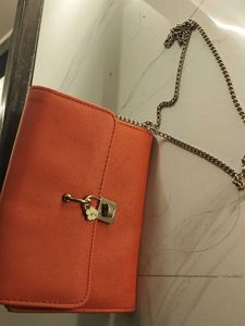 Pink Orangish chain bag