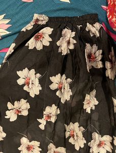 Black Floral Print Skirt