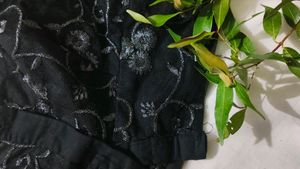 Black Blouse With Silver Designs