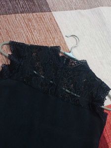 Black Body Con Dress ,With Lace At Upper Portion