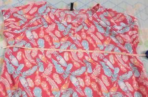 Feather Print Balloon Top