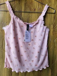 H&M Floral Lace Trimmed Crop Top/ SIZE-M