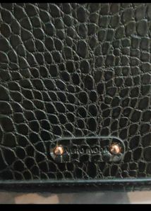 Black Croc Embossed Shoulder Bag