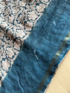 Elegant Embroidered Teal Scarf