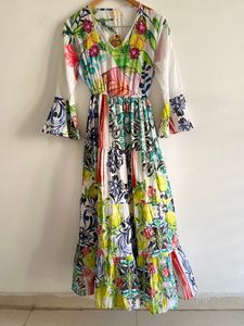 CASA Tiered Long Cotton Maxi Dress