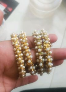 Pearl &amp; Gold Bangle Set