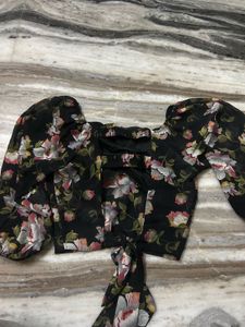 Backless Floral Print Blouse