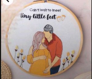 Pregnancy Announcement Embroidery Hoop