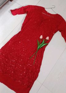 Sequins Red Kurta