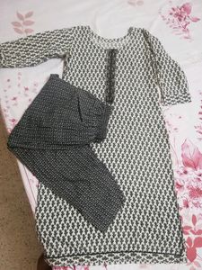 Black Cotton Kurta Set