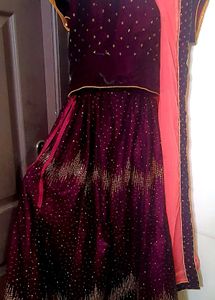 Elegant Burgundy Velvet Lehenga Choli Set