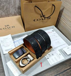 COACH MIX 2 BUCKLE BRANDED BELT WITH BOX