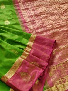 Green &amp; Pink korvai kanchipuram silk Saree