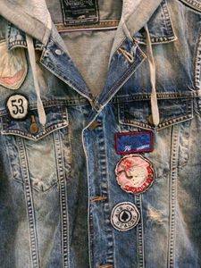 UNISEX Half Denim Jacket With Hoodie Cap