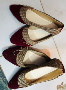 Elegant Maroon & Gold Flats