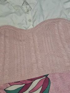 Vintage White Dress &amp; Pink Knit Balaclava