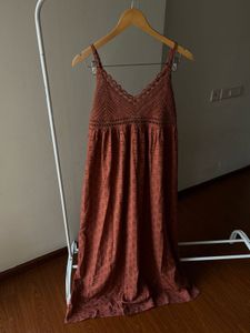 NEW LOOK  Cotton Crochet Maxi Dress in Rust Orange