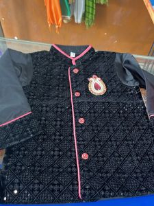 Pink Dhoti With Black Kurta