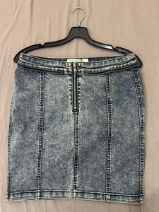 Denim Mini Skirt with Zipper Detail