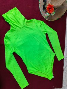 Boohoo Neon Green Turtleneck Bodysuit