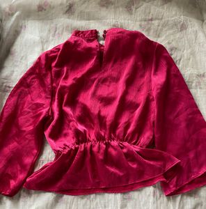 Zara Peplum Pink Satin Top