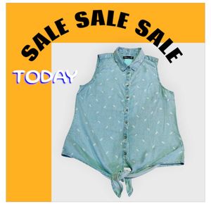 Blue Denim Sleeveless Top
