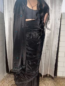 Elegant Black Embellished Saree