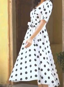 Polka Dot Midi Korean Dress